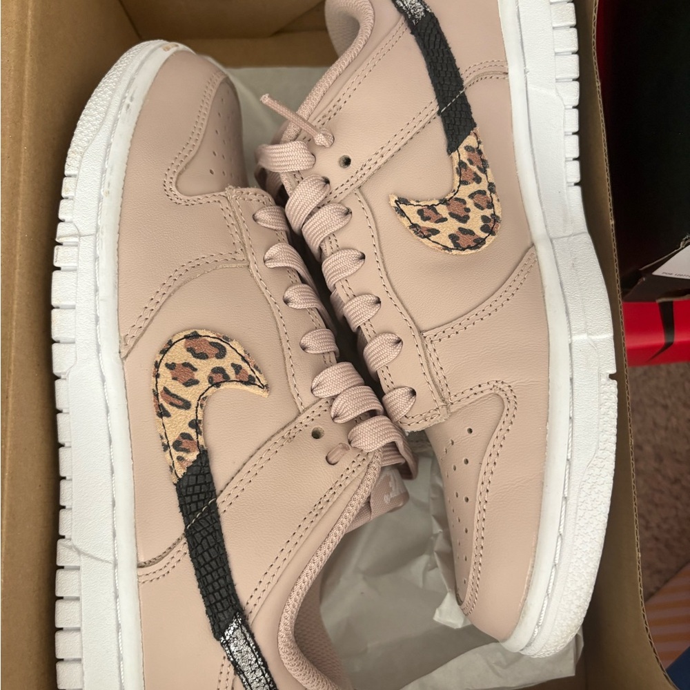 Nike Pink and Brown Sneakers with Leopard Accents